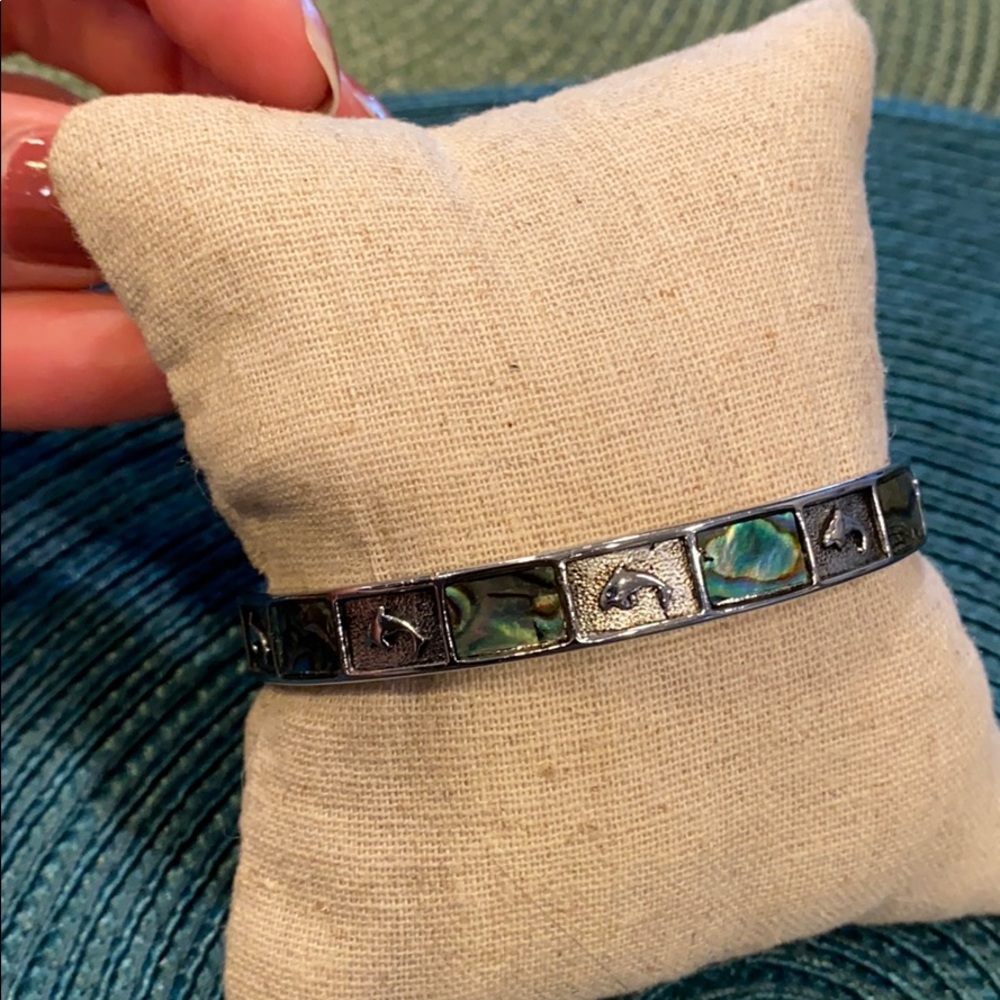 Dolphin abalone silver bracelet